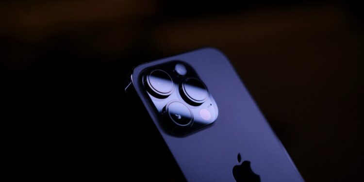 iPhone under neon lights