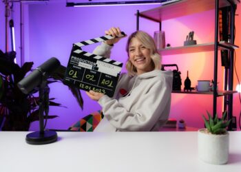 Photo session from the videodeck studio. We create video content for software companies and help them grow on YouTube. This photo is with one of our hosts, Heleana.