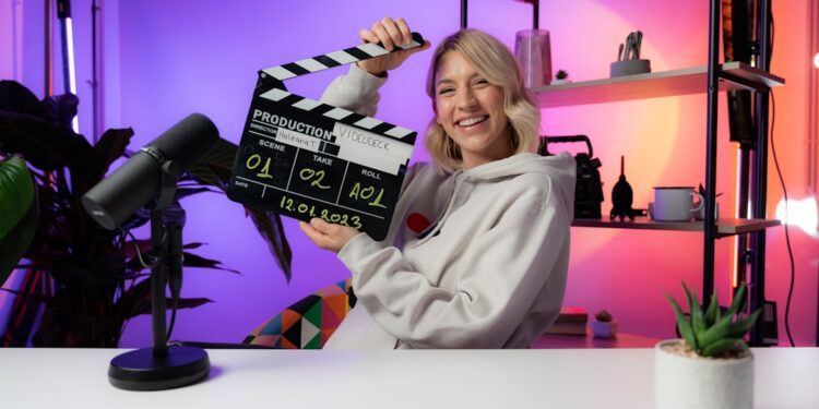 Photo session from the videodeck studio. We create video content for software companies and help them grow on YouTube. This photo is with one of our hosts, Heleana.