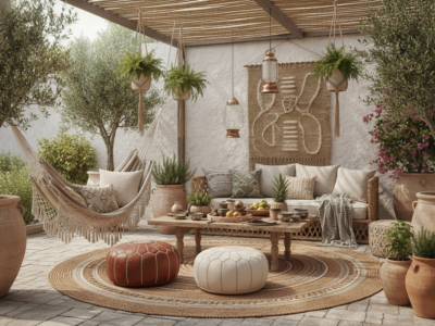 Bohemien terras samenstellen met een wereldse materialenmix